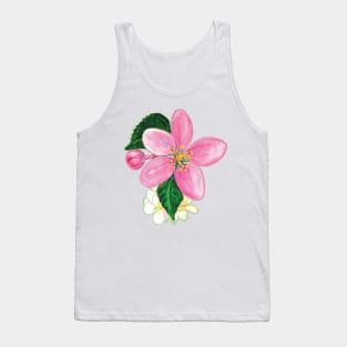 Pink Nectarine Blossom Illustration Tank Top